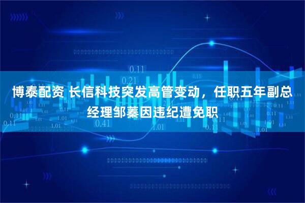 博泰配资 长信科技突发高管变动，任职五年副总经理邹蓁因违纪遭免职